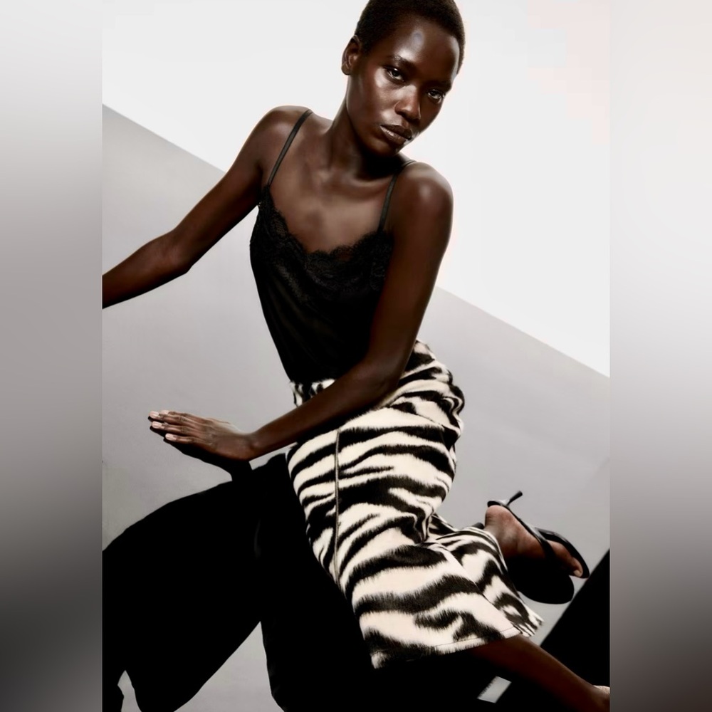 H&M ZEBRA PRINT ZIP-FRONT SKIRT - Picture 4 of 12